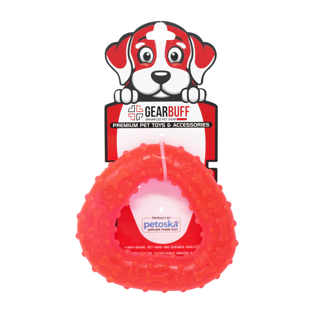Gearbuff Trinity clear dental dog chew toy,Large, Orange