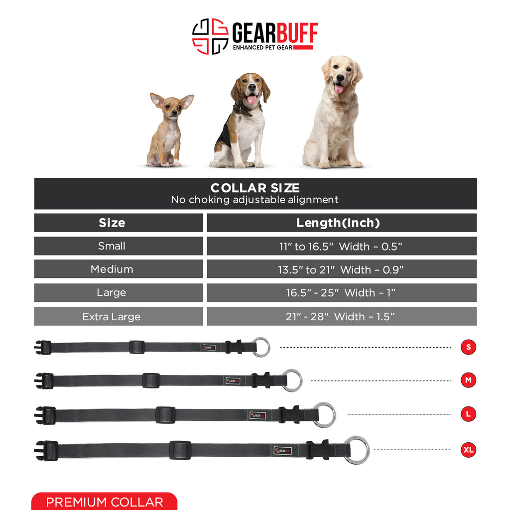 GEARBUFF Pet Walk Premium Collar for Dogs, Grey