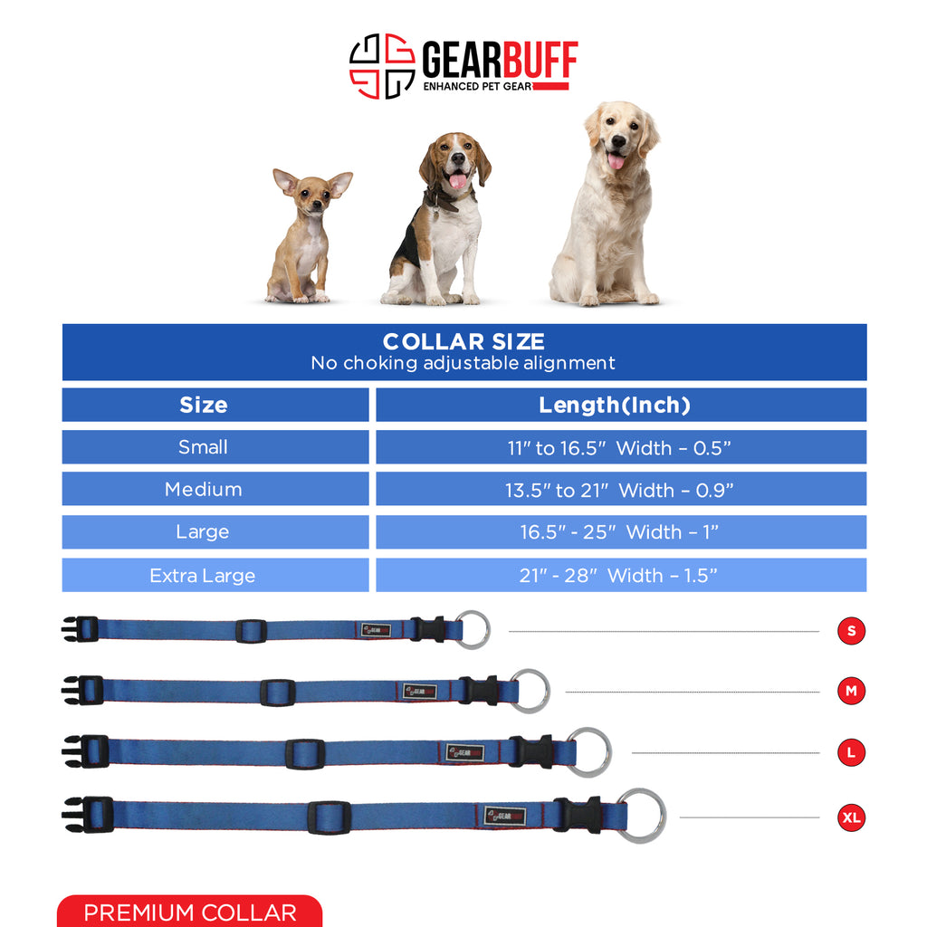 GEARBUFF Pet Walk Premium Collar for Dogs, Blue and Red