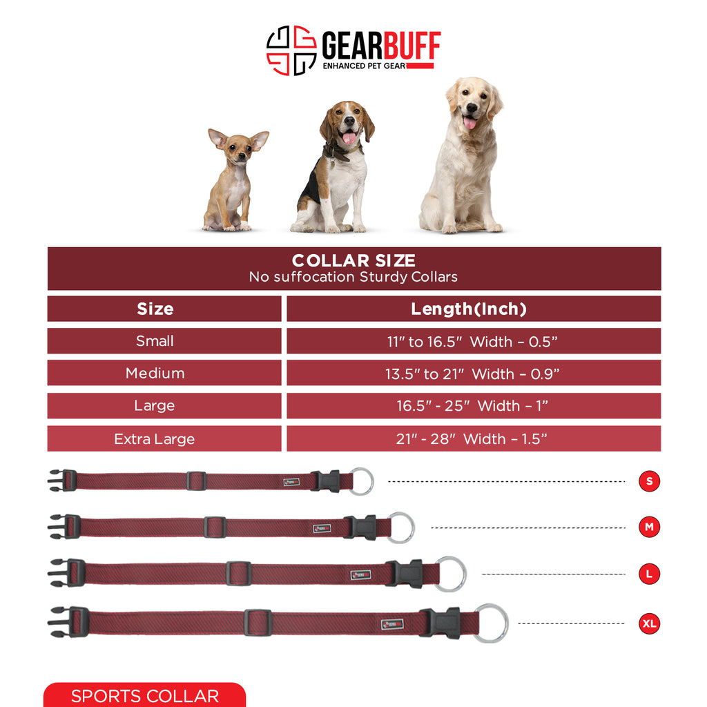 GEARBUFF Sports Collar for Dogs, Maroon & Black