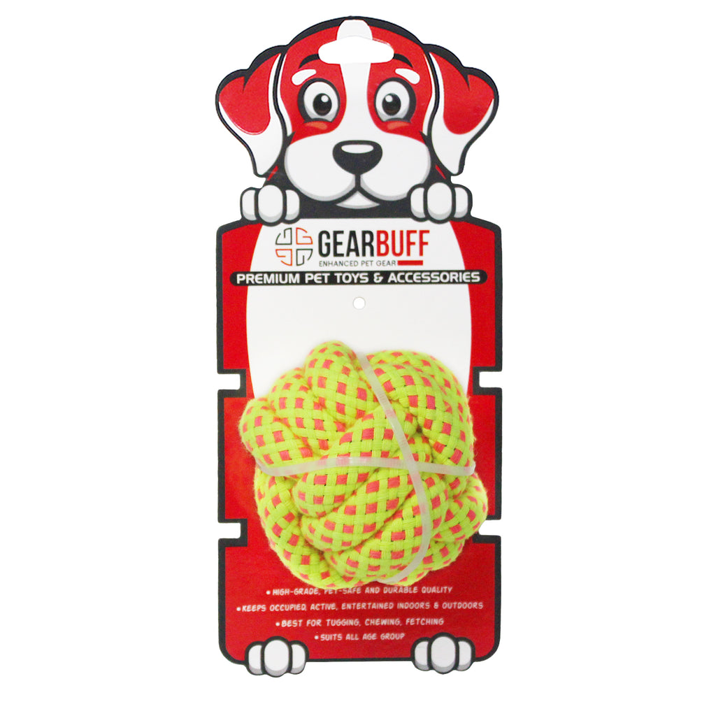 Gearbuff GO Fetch! Rope Ball Toy, Large, Flouro