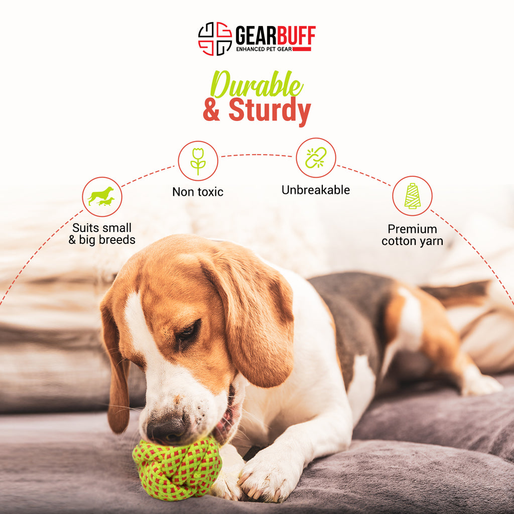 Gearbuff GO Fetch! Rope Ball Toy, Large, Flouro