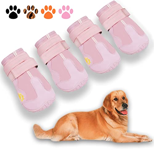 QUMY Dog Boots Waterproof Shoes For Large Dogs With