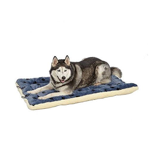 Reversible Paw Print Pet Bed in Blue / White, Dog Bed Measures 45.2L x 28W x 3.8H for X-Large Dogs, Machine Wash