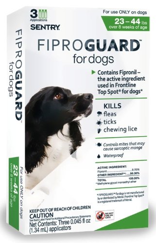SENTRY Fiproguard for Dogs, Flea and Tick Prevention for Dogs (23-44 Pounds), Includes 6 Month Supply of Topical Flea Treatments
