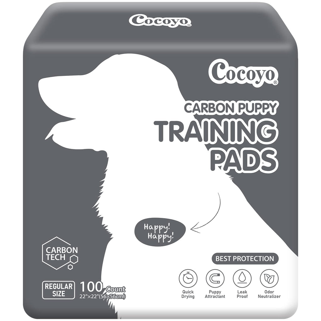 COCOYO Dog Training Pads ? Carbon Absorb Eliminating Urine Odor Doggie Training Pads ? Premium Charcoal Dog Pee Pads (100 Count, 22x22 inch)