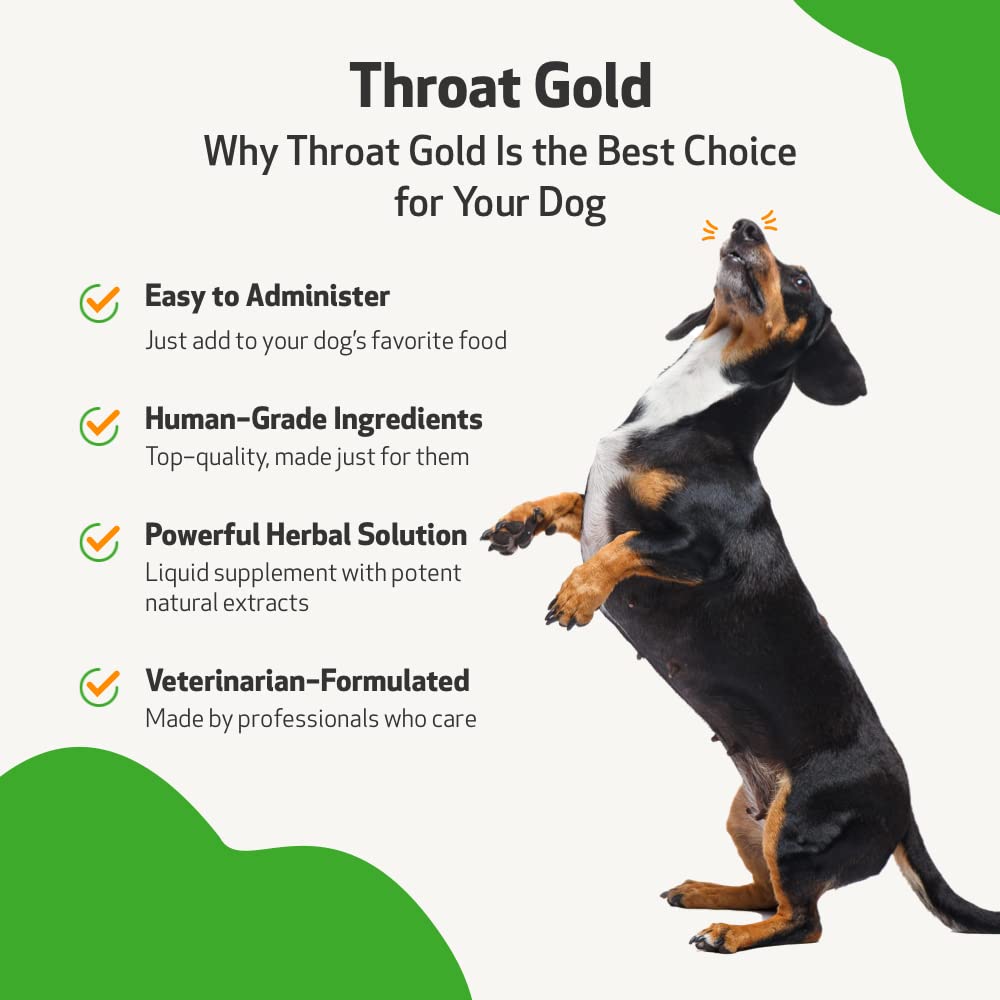 Pet Wellbeing - Throat Gold for Dogs - Natural Herbal Throat and Respiratory Support in Dogs - 2 oz (59ml)