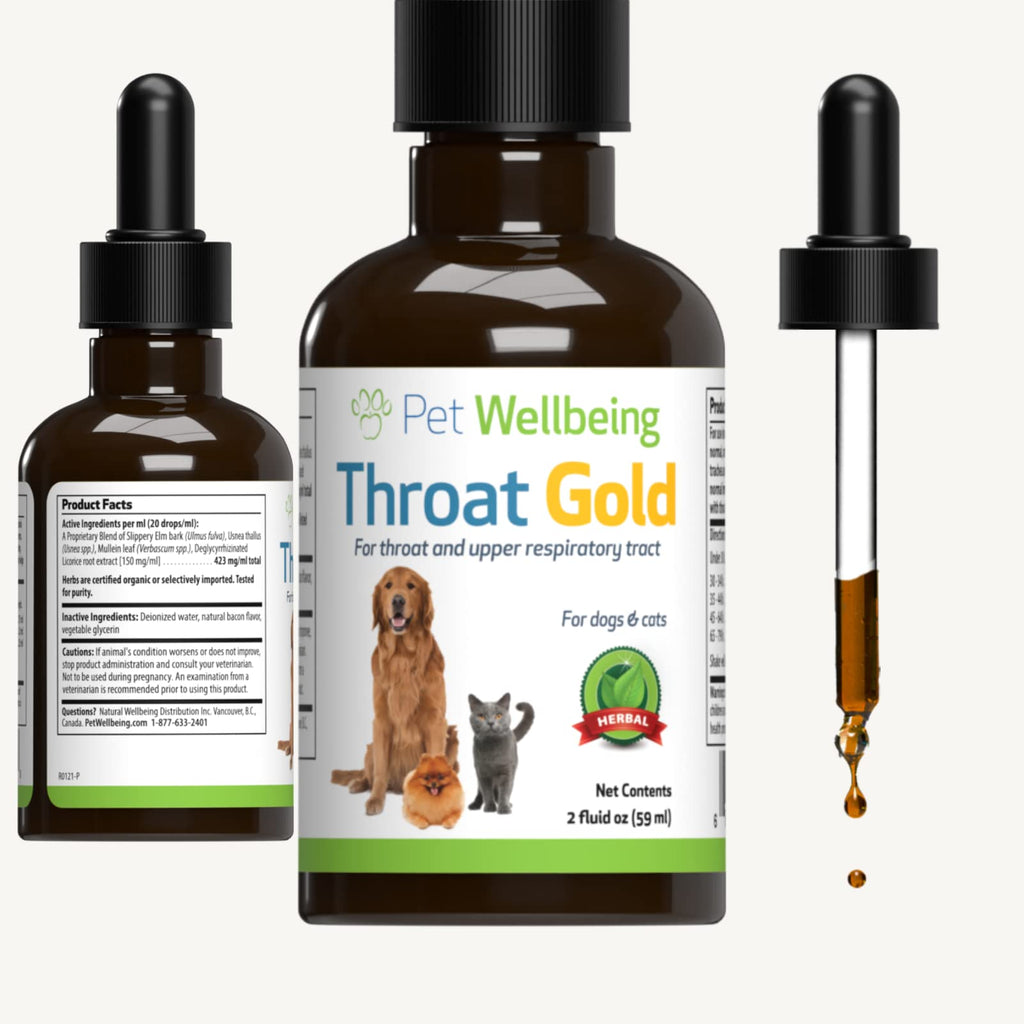 Pet Wellbeing - Throat Gold for Dogs - Natural Herbal Throat and Respiratory Support in Dogs - 2 oz (59ml)