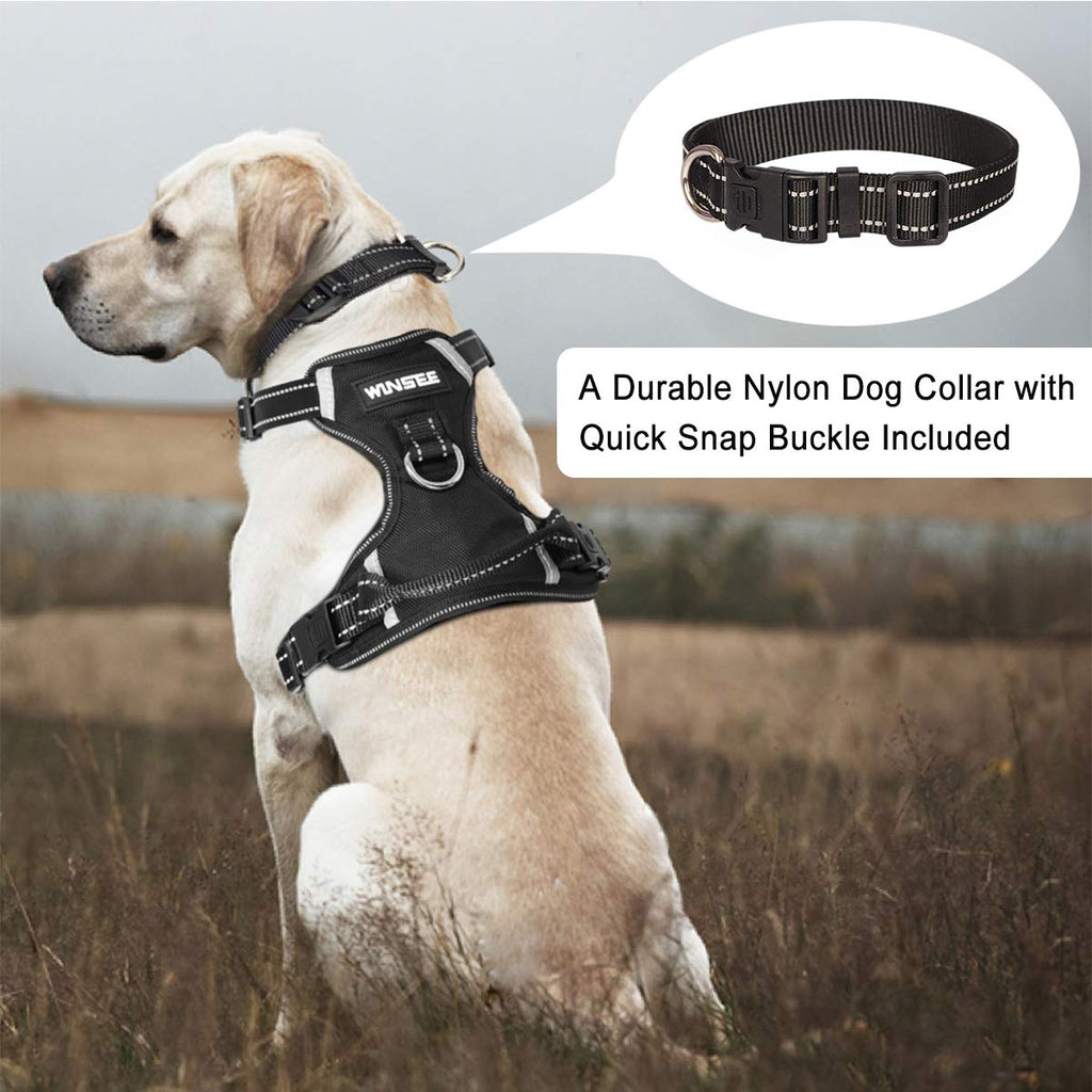 Win-See No Pull Dog Vest Soft Reflective Harness with Handle for Extra Big  Large Medium Dogs (XL) Black