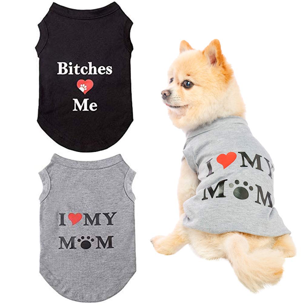 KOOLTAIL Dog T Shirts Pet Summer Vests I Love My Mom Dog Clothes