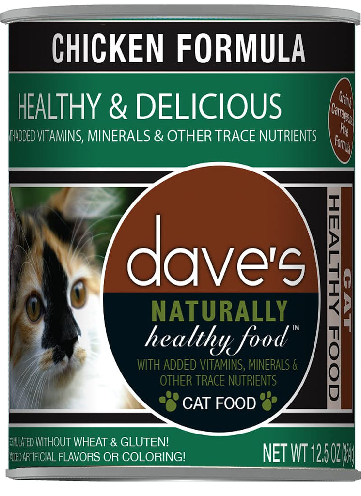 Daves Naturally Healthy Chicken Formula for Cats, 12.5 oz Can (Case of 12)