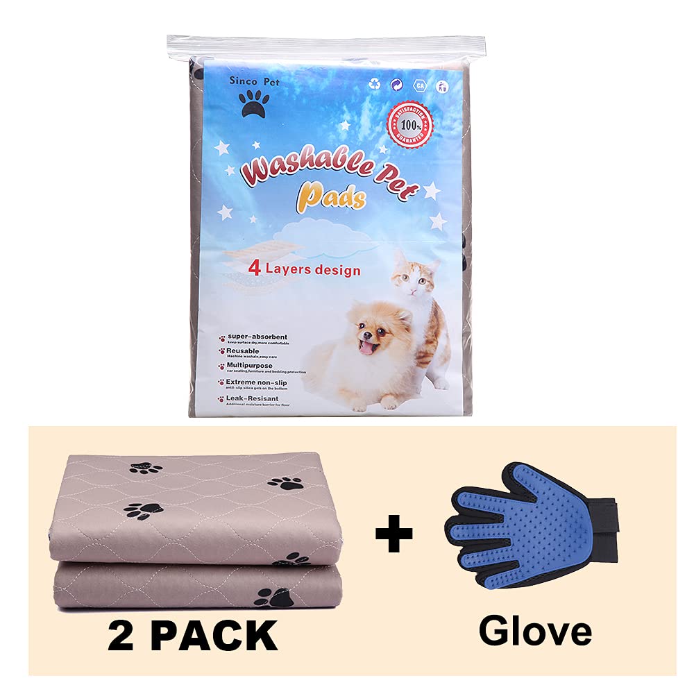 Washable, Reusable, Pet Training and Puppy Pads+Free Puppy Grooming Gloves/Extra Large Waterproof,Super Urine Absorbing&100% Leak Proof. Whelping, Incontinence, Travel, Bed Wetting, Mattress Protect