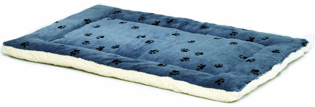Reversible Paw Print Pet Bed in Blue / White, Dog Bed Measures 17L x 11W x 1.5H for Tiny Dog Breed, Machine Wash