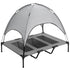 SUPERJARE XLarge Outdoor Dog Bed, Elevated Pet Cot with Canopy, Portable for Camping or Beach, Durable 1680D Oxford Fabric, Extra Carrying Bag - Heather Gray