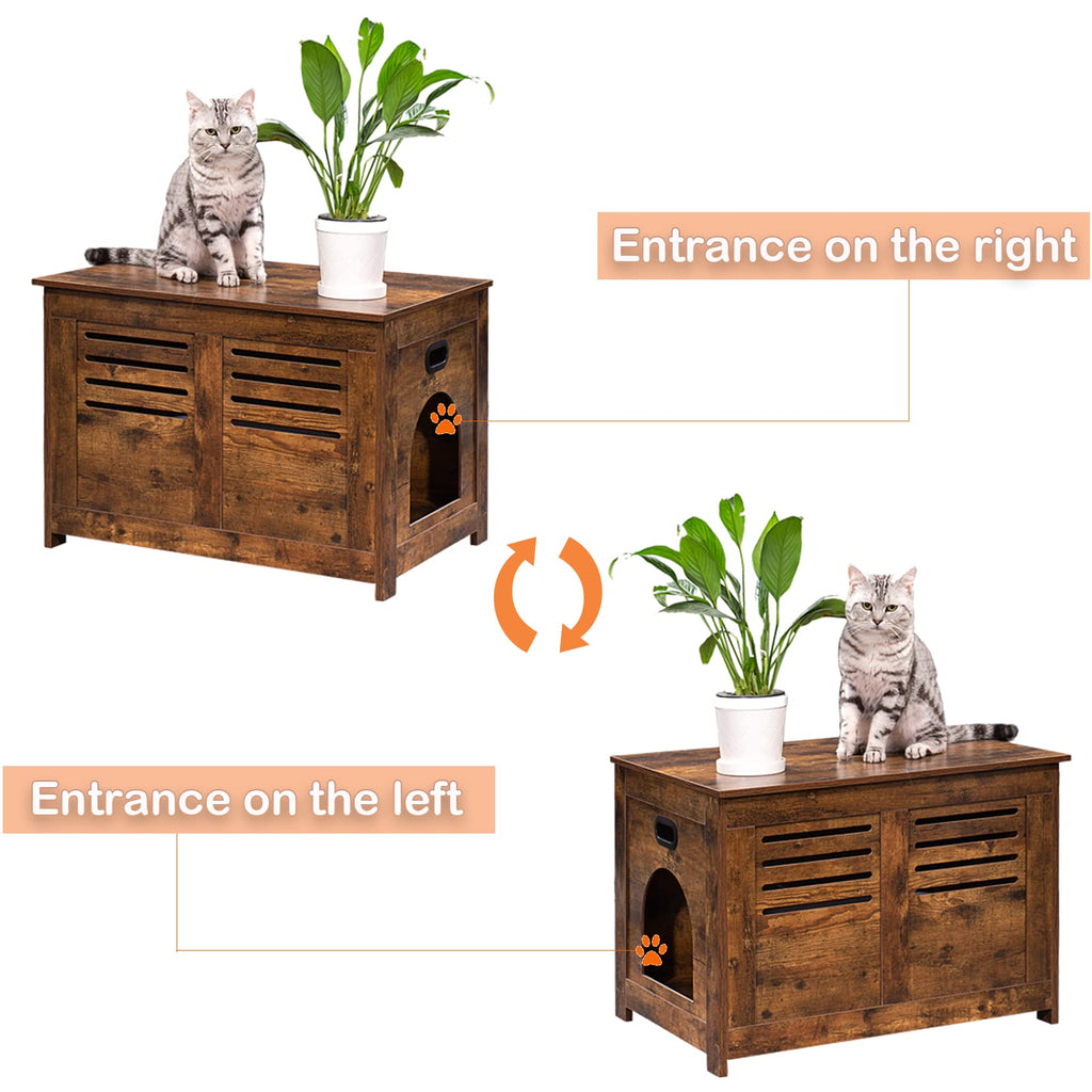 DINZI LVJ Hidden Cat Litter Box Enclosure, Flip Top Cat Washroom Furniture,  Good Ventilation, Entrance Can