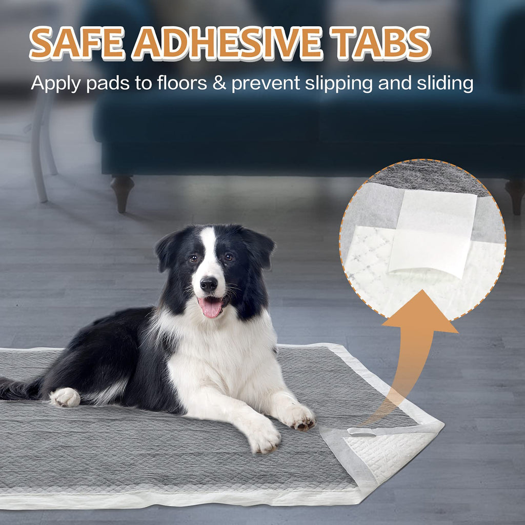 HIDOGGYLD Dog Pee Pads Extra Large 28 x 34, Charcoal Puppy Pads XL, Potty Pet Training Pads with Adhesive Sticky Tape, Super Absorbent & Leak-Proof Disposable Pad for Doggies