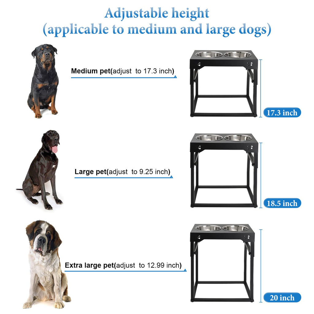 Sunmeyke Stainless Steel Elevated Dog Bowls Stand(up to 20.3''), Adjustable  Raised Dog Bowl for Medium, Large Sized Dogs, with 1 4L Perfect Dog Food