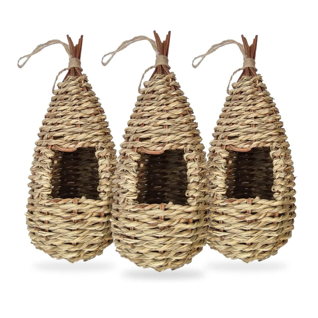 Hummingbird House for Outdoor Hanging Hand Woven Natural Grass
