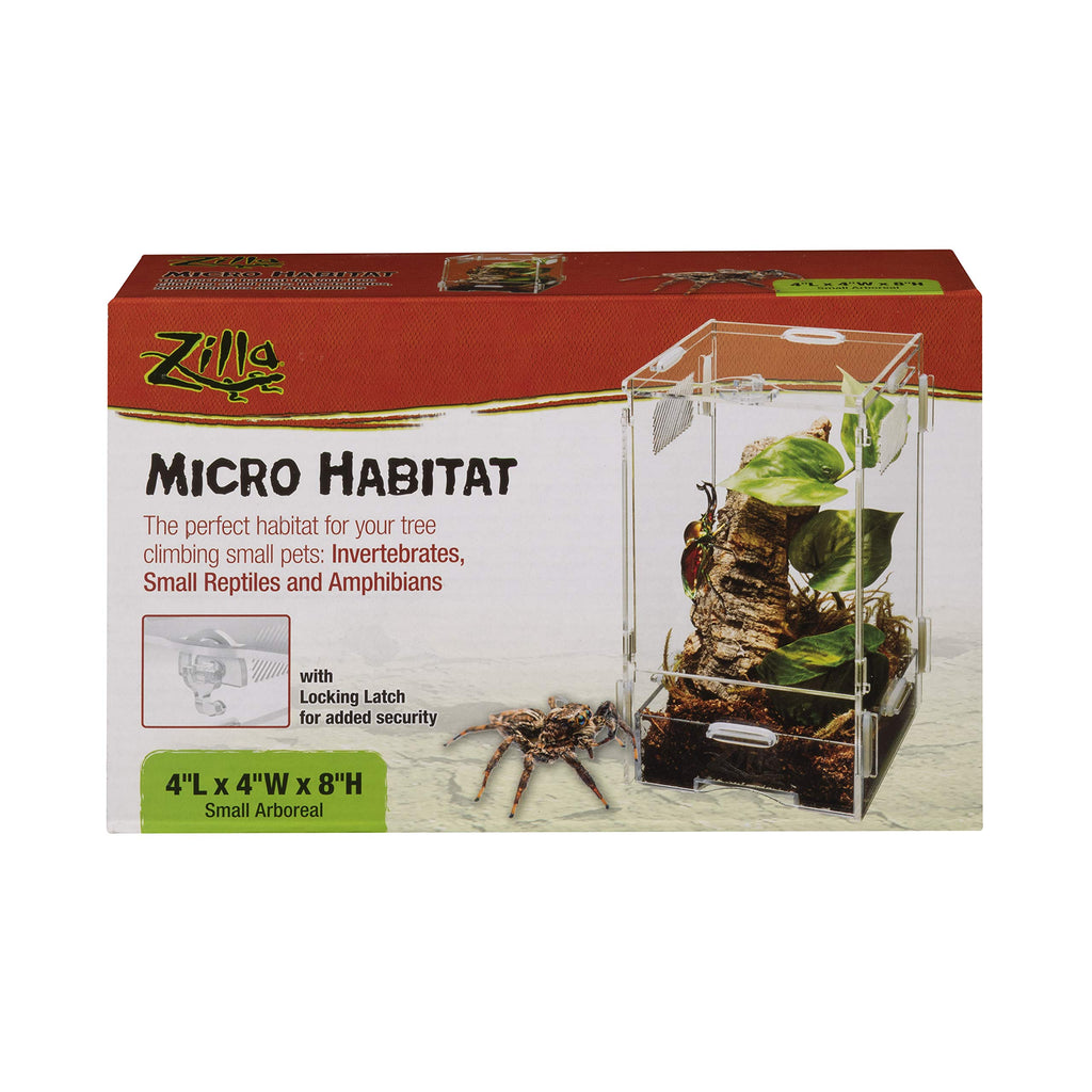 Zilla Micro Habitat Terrarium Enclosure for Small Tree Dwelling Reptiles, Amphibians, Spiders & Other Invertebrates, Small