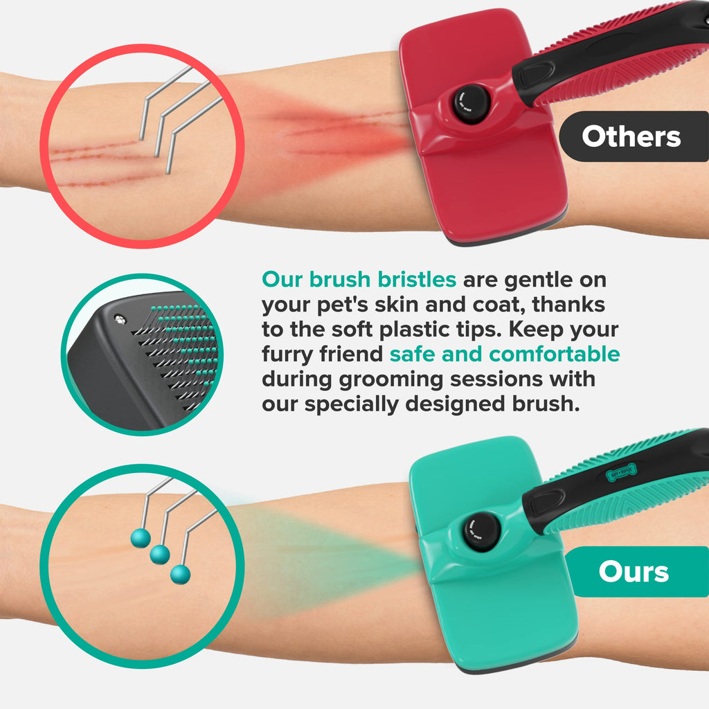uff 'n Ruffus Self-Cleaning Slicker Brush + 2 Free Bonuses | 7.5 Steel Comb + Pet Nail Clippers |Grooming Supplies Great for All Breeds & Hair Types (Grooming Set (with Free Bonus))