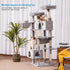 Hey-brother Cat Tree, XL Cozy Cat Tower, 69 Inch Tall Cat Condo with Hammock, Basket, Scratching Posts, 2 Large Cat Caves, 2 Plush Perches, Stable Cat Activity Center, Light Gray MPJ033W