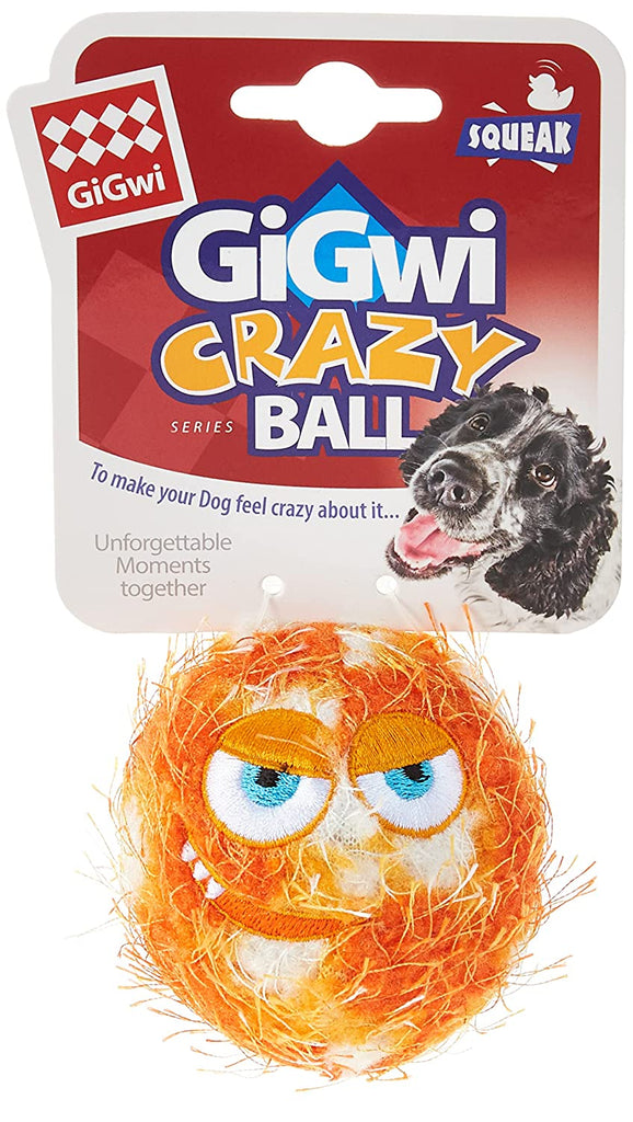 GiGwi Crazy Ball Rubber and Squeaker Toy for Dog Orange, Medium