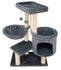 Youpet Fashion Design Cat Tree with Cat Condo Hammock and Two Replacement Hanging Balls,Grey