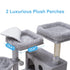 Hey-brother Cat Tree, XL Cozy Cat Tower, 69 Inch Tall Cat Condo with Hammock, Basket, Scratching Posts, 2 Large Cat Caves, 2 Plush Perches, Stable Cat Activity Center, Light Gray MPJ033W