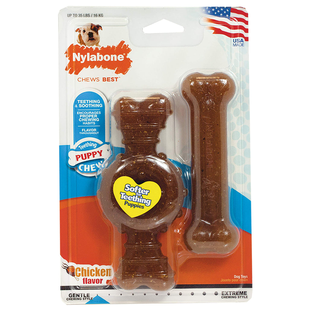 Nylabone Just for Puppies Wolf Ring and Flexi Bone Puppy Dog Chew Toy, Combo Pack