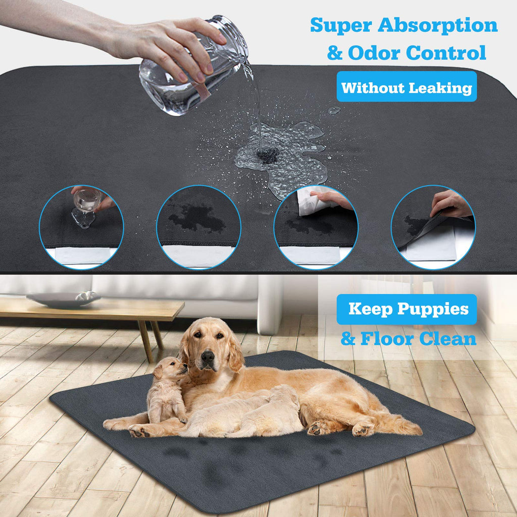 Reusable Washable Dog Pee Pad-72x72-Non-Slip Waterproof Floor Mat for  Senior Pets and Playpen-Gray 