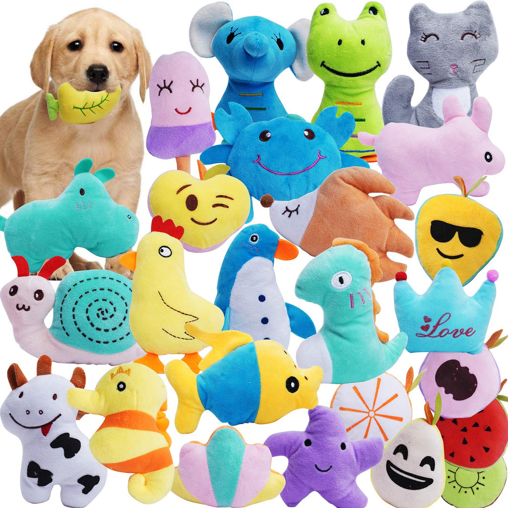 26 Pack Multicolored Squeaky Dog Toys for Small Dogs Bulk Pet Puppies Cute Puppy Squeaky Squeakers Toy Plush Dog Toys