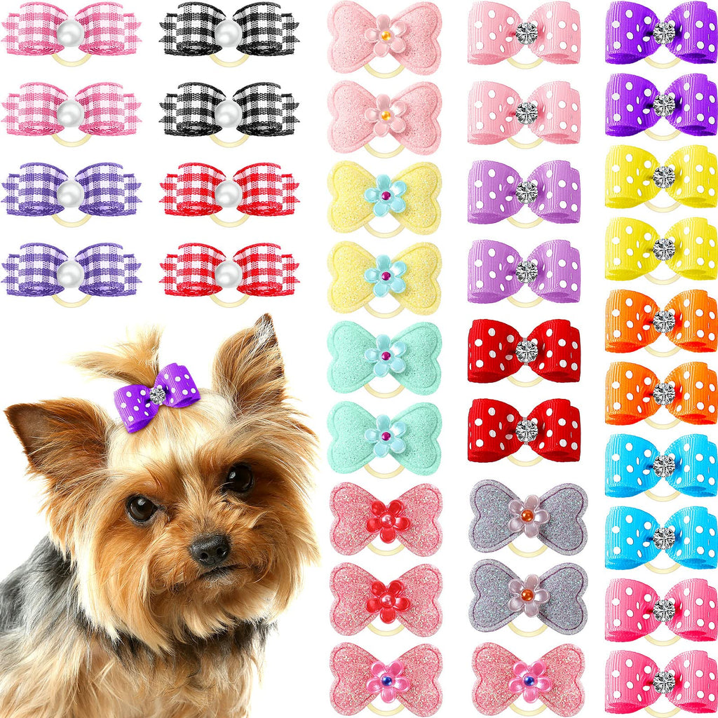 MTLEE 36 Pieces Valentine's Day Dog Hair Bows Dog Bows Grooming