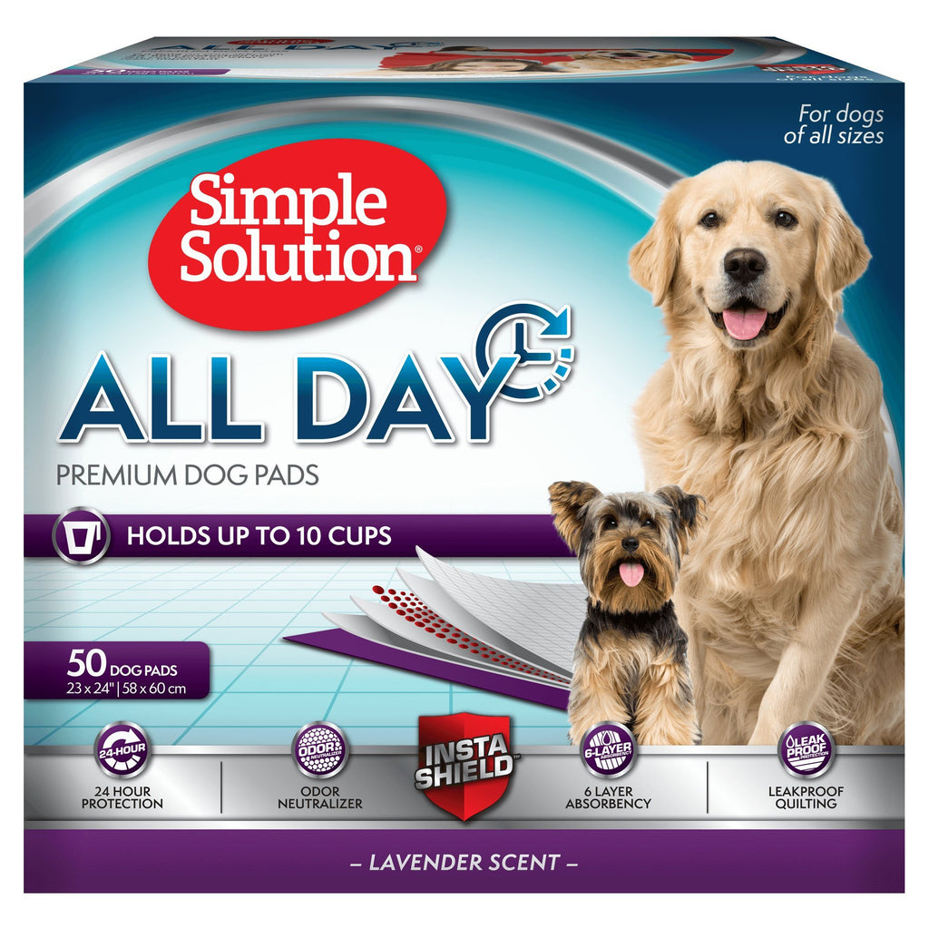 Simple Solution All Day Dog and Puppy Pads with Lavender Scent, Large - 50-Count