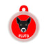 Taggie, Indie Black Ears Up Dog Tag, Circle