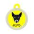 Taggie, Indie Black Ears Up Dog Tag, Circle