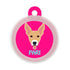 Taggie, Indie Brown Ears Up Dog Tag, Circle