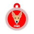Taggie, Indie Brown Ears Up Dog Tag, Circle