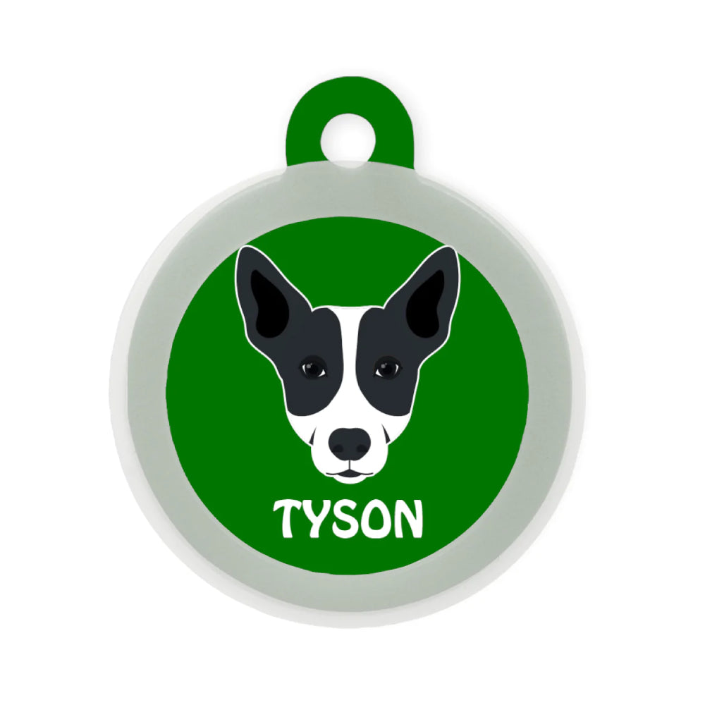 Taggie, Indie B&W Ears Up Dog Tag, Circle