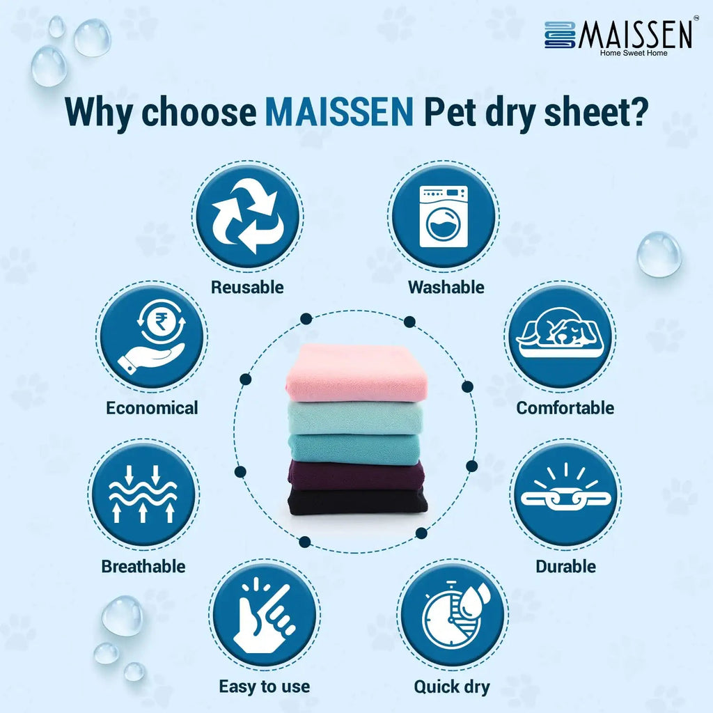 Maissen Pet Dry Sheet Aqua Blue
