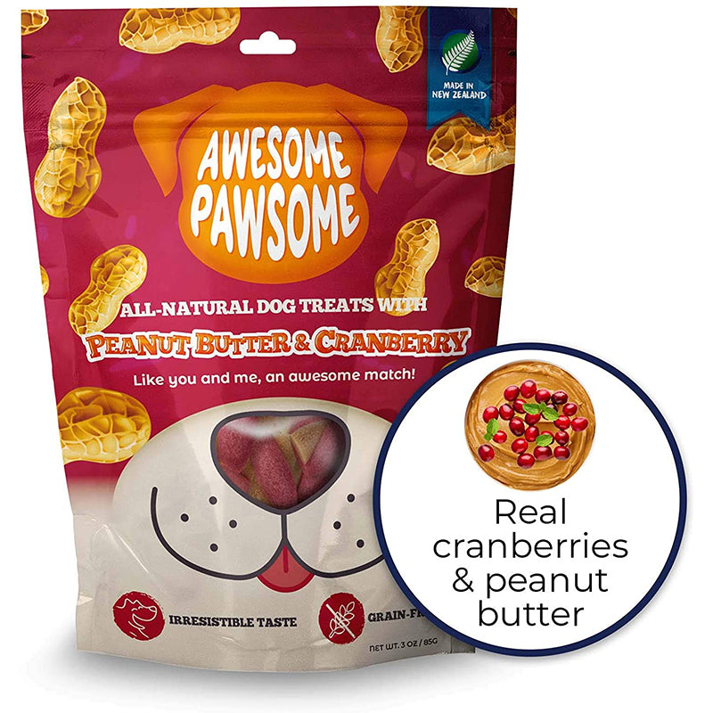 Awesome Pawsome Peanut Butter & Cranberry Natural Grain Free Dog Treat, 85 g