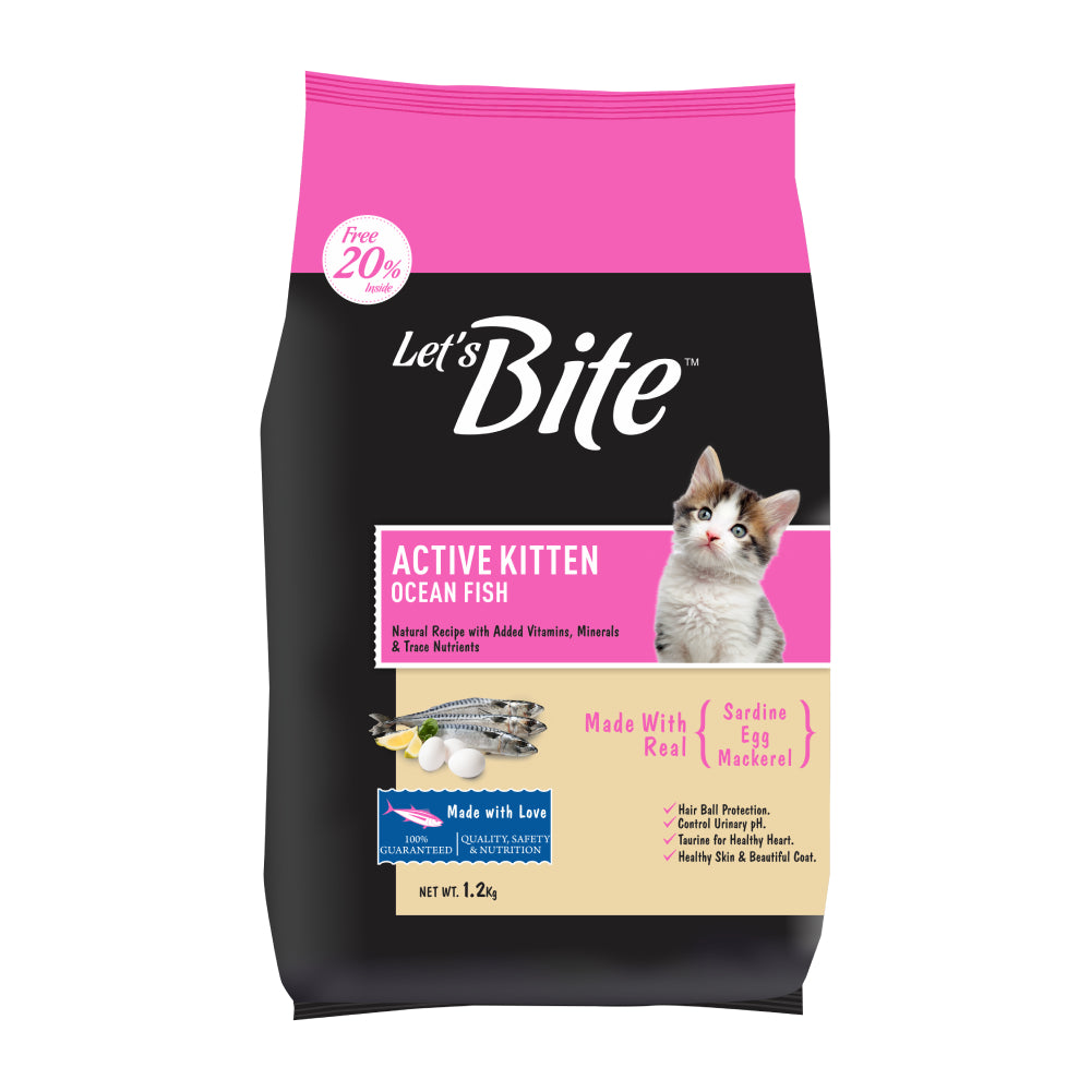 Let's Bite Active Adult Cat Food, 1.2 kg (20% Extra Inside)