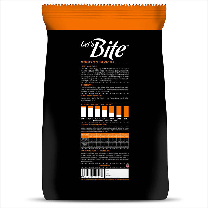 Let's Bite Active Organic Puppy Dry Dog Food (+Extra 2 kg Free Inside)