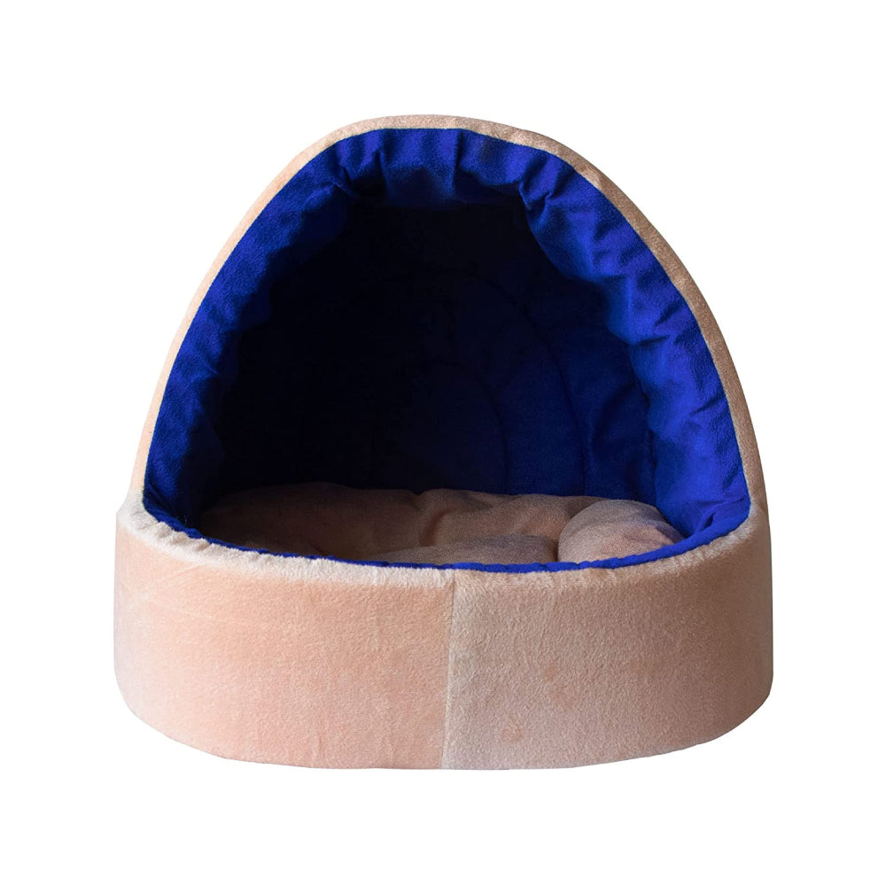 Hiputee Soft Velvet Cave House for Cats Cream-Blue