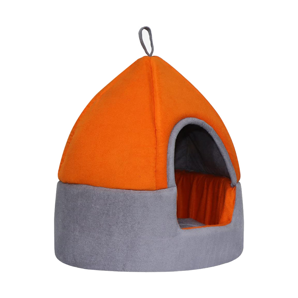 Hiputee Soft Velvet Fabric Dual Color Cat Toy Breed Dog Pet Hut Orange-Grey