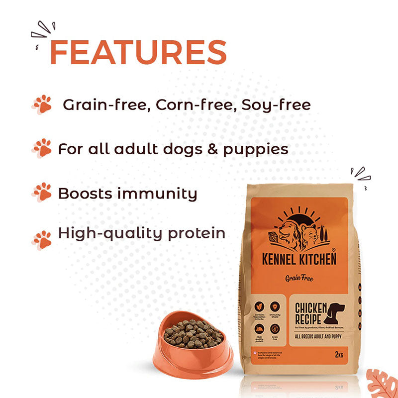Kennel Kitchen Adult & Puppy Chicken Grain Free Dry Dog Food, 2 kg