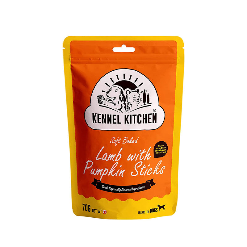 Kennel Kitchen Adult & Puppy Soft Baked Lamb Sticks with Pumpkin Treats for Dogs and Puppies, 70g