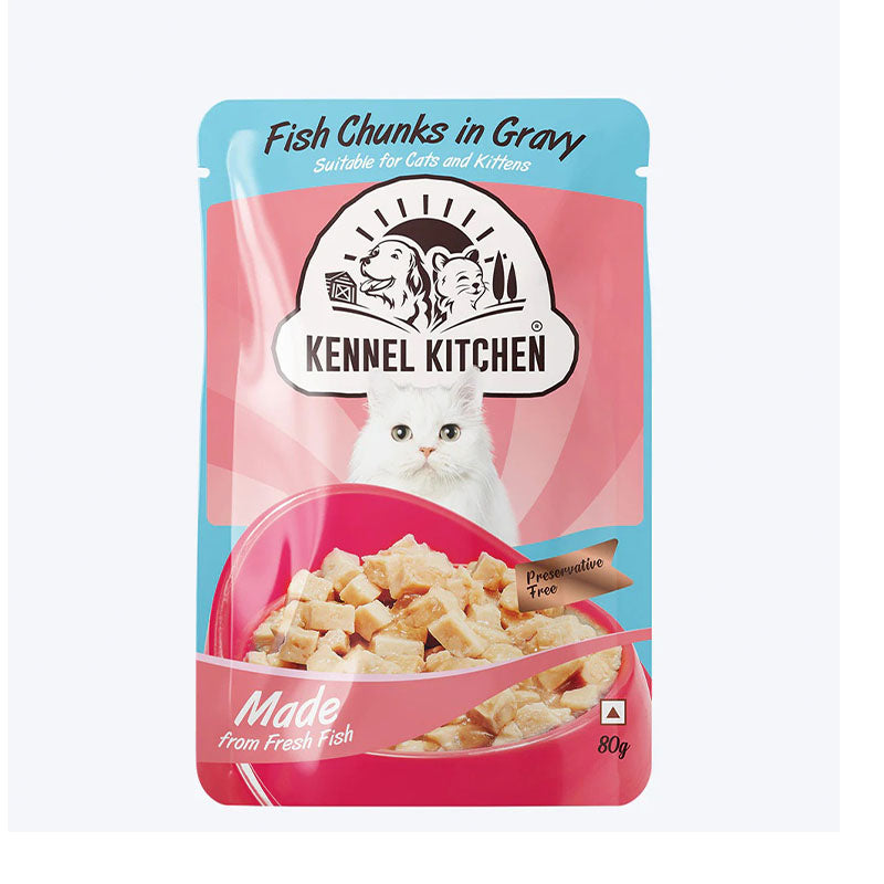 Kennel Kitchen Kitten Fish Chunks in Gravy Wet Cat Food, 80g