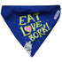 Lana Paws Eat Love Bork Adjustable Dog Bandana/Scarf, Indigo and Yellow