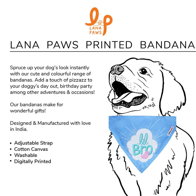 Lana Paws Lil Bro Adjustable Dog Bandana/Scarf Blue