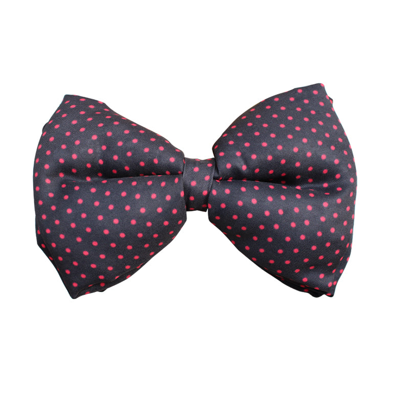 Lana Paws Black and Red Polka Dots Adjustable Dog Bowtie, Black